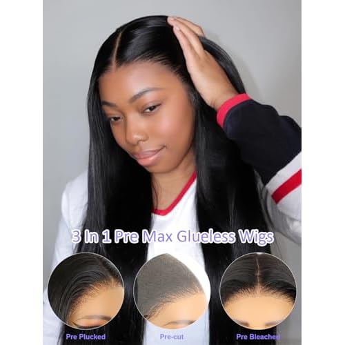 OQ Hair Glueless Wigs Human Hair Pre Plucked Pre Cut 24Inch 5X7 Straight Lace Front Wigs Human Hair Wear and Go Wigs for Women