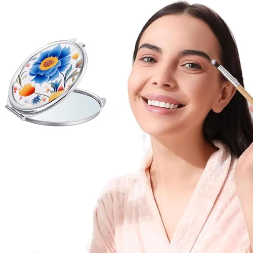 18 Pack Sublimation Blanks Pocket Mirror Cosmetic Compact Travel Folding Mirrors for Makeup Women Wending Party Cute Round Shaped
