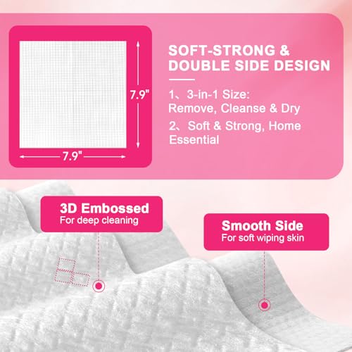 FACEMADE 120 Count Disposable Face Towels, 100% USDA Biobased Face Towelettes Disposable, Clean Facial Towels for Makeup and Clean Skin, Super Soft and Thick Dry Wipes Club