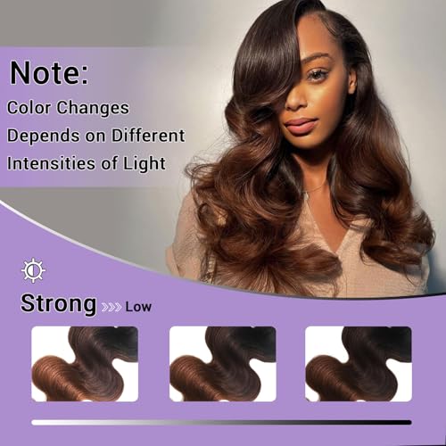 T1B/2/30 Chestnut Brown Ombre Human Hair Bundles Body Wave 100% Real Virgin Human Hair Bundles 20 22 24 Inch Dark Roots Bundle 3 Tone Ombre Medium Auburn Colored Sew in Quick Weaves