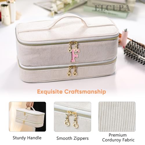 Initial Personalized Hair Tools Travel Bag Double-Layer Hair Dryer Case Compatible with Shark FlexStyle/SmoothStyle, Dysson Airwrap & Supersonic ? Hair Tool Organizer for Travel & Home