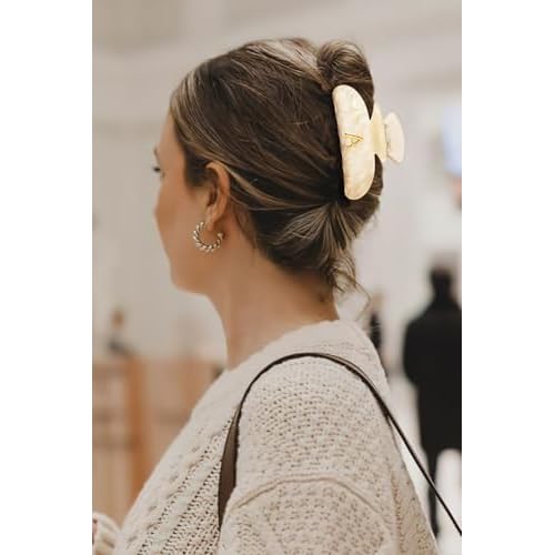 LILIE&WHITE Acrylic Letter Hair Clips For Women Stylish A Monogram Hair Claw Alphabet Hair Clip Fashion Glitter Claw Clips Elegant And Durable Hair Accessory Large Hair Clips A