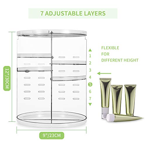 COYAHO 360 Rotating Makeup Organizer, Spinning Countertop, Cosmetic Holder Shelf, Make Up Organizers and Storage for Bedroom, Transparent