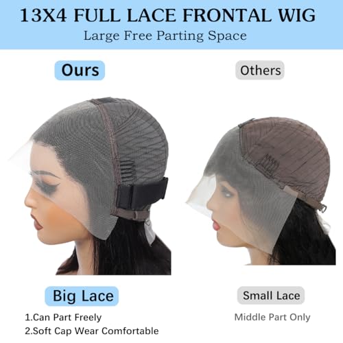 13x4 Straight Lace Front Wigs Human Hair 32 Inch HD Transparent Lace Frontal Wigs Human Hair for Women 180% Density Glueless Frontal Wigs Pre Plucked with Baby Hair(32 Inch)