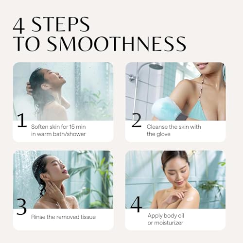 Korean Exfoliating Glove for Shower ? Deep Body Scrubber & Face Exfoliator ? Shower Gloves ? Tan Remover Washcloth, Smooth Skin & Body Exfoliating Mitt ? Loofah Wash Cloth Alternative