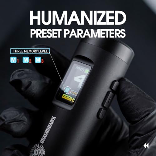 Dragonhawk Tattoo Kit X7 Tattoo Gun Kit Pen Machine Wireless Rotary Complete Tattoo Kit Smart Display 2 Replaceable Batteries 1,800mAh - Brushless Tattoo Motor by Mcore
