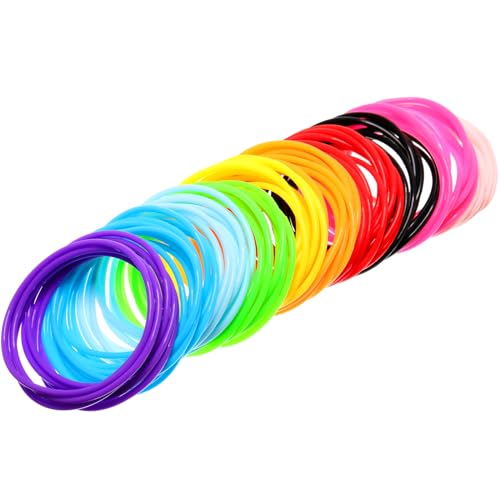 Hotop 300 Pcs 80s Multicolor Silicone Jelly Rubber Bracelets Hair Ties Women, Mixed Style, Random Color