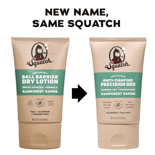 Dr. Squatch Precision Deo Dry Lotion - No Mess Body Powder Lotion for Men - Made With Natural Ingredients - 2 Pack Rainforest Rapids