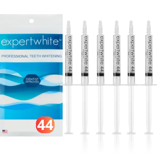 Teeth Whitening Gel Refills (6-gels). Made USA. 44 percent Carbamide Peroxide Tooth Bleaching Gel bleach For Invisalign style trays, Dental Grade Tooth Whitener. 6 syringes