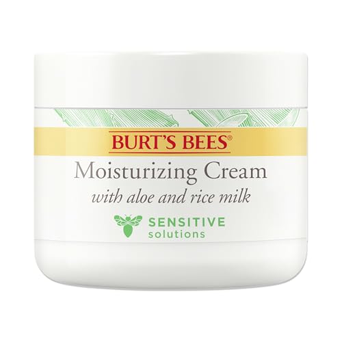 Burt's Bees Sensitive Moisturizing Cream, With Aloe Vera and Rice Milk, Face Moisturizer for Sensitive Skin, 98.8 Percent Natural Origin Skin Care, 3 oz. Package