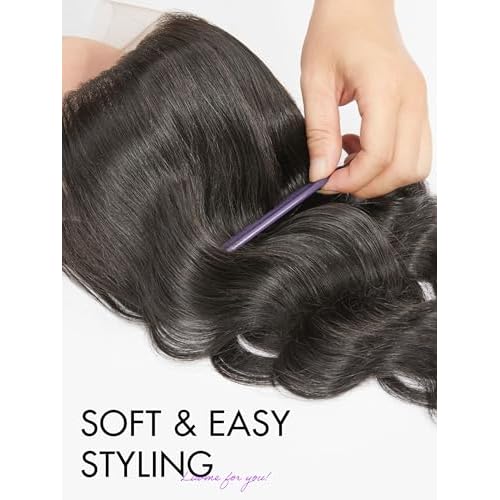 LUVME 13x4 Lace Frontal 22 Inch 12A Brazilian Body Wave Frontal Closure Human Hair 100% Unprocessed Virgin Human Hair Pre Plucked 150% Density Natural Black