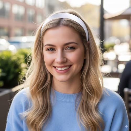 WOVOWOVO White Headbands for Women Girls Satin Headband