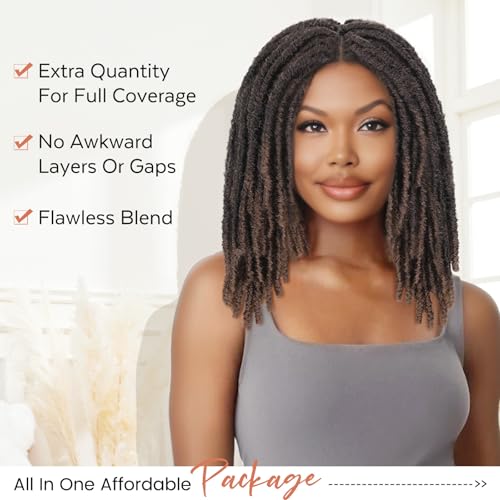 WIGNEE 140 Strands Faux Locs Crochet Hair Bundle Short Faux Locs Pre-Looped Soft Locs Dreadlock Crochet Hair 7 Packs Pre-Twisted Crochet Hair for Black Women(1B/30)