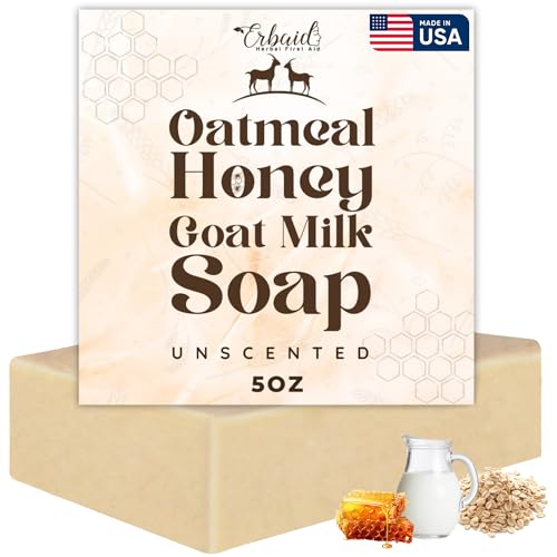 Oatmeal Soap ? Natural Oatmeal & Honey Goat Milk Bar ? Face & Body Wash for Eczema, Psoriasis, Dry, Itchy, Sensitive Skin Relief ? Unscented Soap Great for Kids, Babies ? Handcrafted, Made in USA