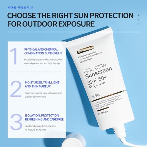DEleventh Korean Brand SPF 50+ PA+++ Sunscreen Cream 50g / Aqueous and Non-Greasy, Effectively Blocks Daily UV Damage and Protects Facial Skin, Neck & Arms