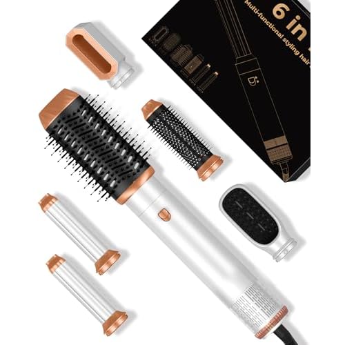 Hair Dryer Brush,6 in 1 Professional Hot Air Styler,Powerful Air Curling Wrap Styler,Negative Ionic Hair Dryer Fast Drying, Multi Hair Stylerfor Curling Volumizing Straightening Styling