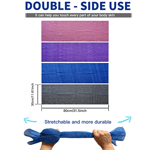 African Exfoliating Net, 4 Pieces African Net Sponge, Nylon African Bath Sponge Net, African Net Long Net Bath Sponge Shower Body Scrubber