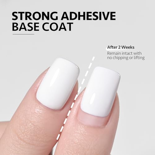 GAOY Gel Top Coat, Base Coat and White Gel Polish Set, 3 Pcs 16ml Clear Glossy No Wipe Combination and Color for UV Light Cure