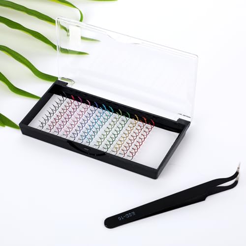 Glitter Lash Extensions, 120 Pcs 12 Colored Wide Individual Lashes Cluster DIY Eyelash Extensions Single Eye Lash Professional Supplies for Personal Makeup