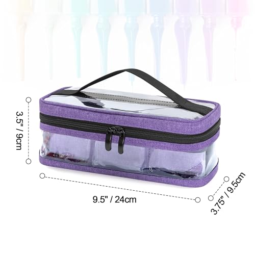 BAFASO Small Clear Nail Polish Organizer Case Holds 12 Bottles (15ml - 0.5 fl.oz), PVC Nail Polish Storage with a Removable Inner Pouch (Bag Only), Purple (Patented)