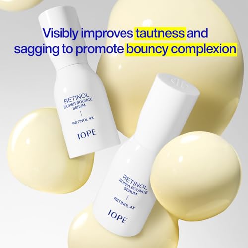 IOPE Retinol Super Bounce Serum | Korean Retinoid Eye Treatment for Anti-Aging, Beginner Friendly, Reduction in Fine Lines & Wrinkles, Firming and Rejuvenating, Daily Glow Routine, 1.01 Fl Oz.
