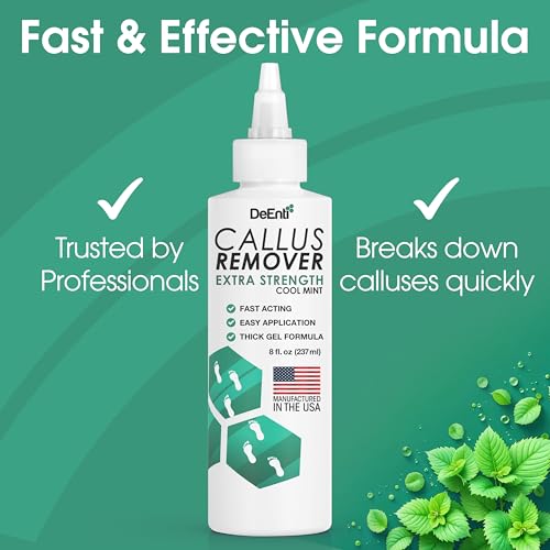 Callus Remover for Feet, Extra Strength Foot Callus Remover Gel, 8oz Salon Grade Home Pedicure Supplies for Dry Skin, Cracked Heel, Professional Strength Foot Care, Cool Mint
