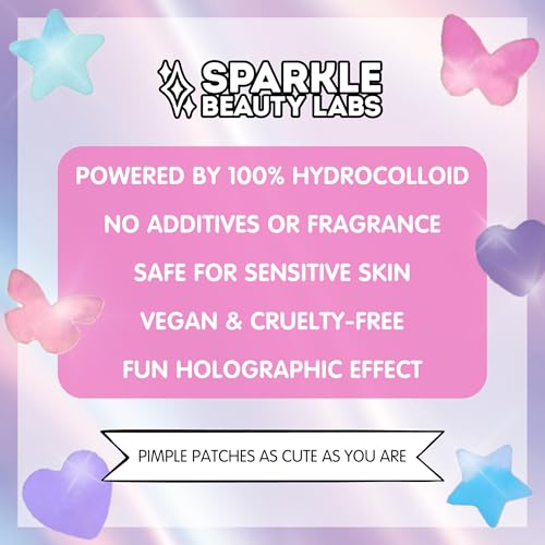 Heal & Conceal Pimple Patch - Cute Holographic Star Shaped Acne Patches, Fun Hydrocolloid Zit Stickers for Face (Iridescent Stars, 78 Count)