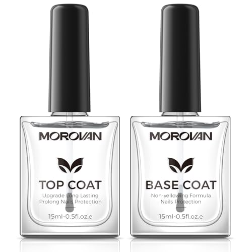 Base Top Coat Nail Polish: Clear Quick Dry High Glossy Nail Polish Shiny No Chip Long Lasting Air Dry Top Coat for Nail Art Manicure Salon Quality Women Gift