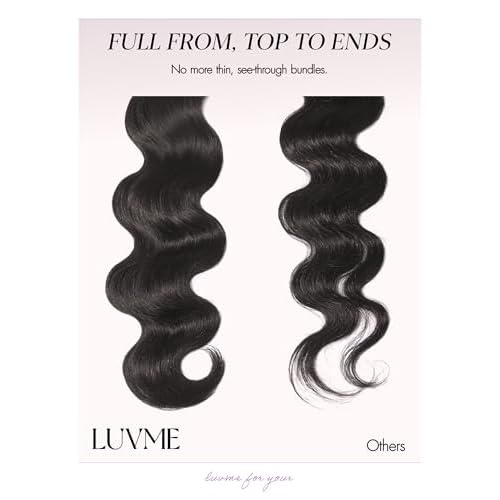 Luvme Body Wave 3 Bundles Human Hair, 22 24 26 Inch 100% Real Brazilian Virgin Human Hair, Natural Black Weave Extensions, Soft and Full Human Hair Bundles for Quick Weave & Sew In