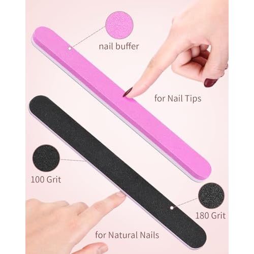 MORGLES Clear Acrylic Nail Tips, 500 Pcs French Nail Tips Square Half Cover with Glue, Clipper, Files and Cuticle Fork for Salons and Home DIY