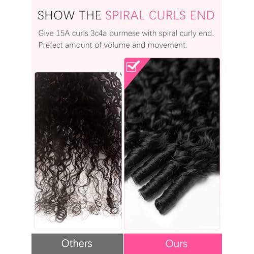 15A Raw Burmese Curly Bundles Human Hair,One Bundles 24 Inch Curly Human Hair,Triple Lifespan Indian Virgin Hair,Quick Weave Hair Extensions Natural Black