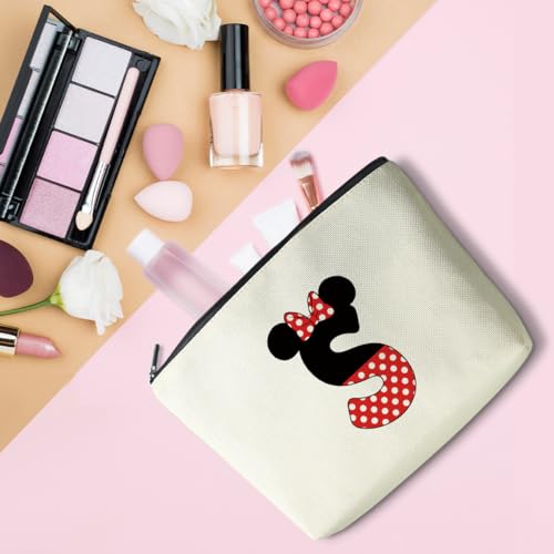 Cute Cartoon Mouse Gifts Initial A-Z Personalized Makeup Bag Monogrammed Cosmetic Bags Magic Mouse Stuff Funny Mouse Themed Gifts Mouse Lover Gifts Wizard Gifts Birthday Gifts for Women Girls (S)