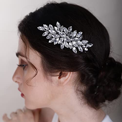 Crystals Hair Comb for Bride for Women for Girls Cute Teardrop Hair Comb Slide Multi-Color Purple