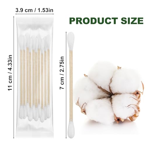 Cotton Swabs Travel Size,Individually Wrapped Cotton Swabs Bulk 10 Pcs Per Pack,Double Tipped Wood Stick Cotton Swabs,Cotton Buds for Ear Make Up Hotel Daily Cleaning Pet Care Arts Crafts 50