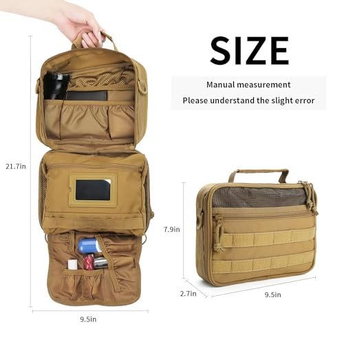 SMONT Tactical Toiletry Bag for Men, 9.5" Hanging Dopp Kit Shaving Hygiene Bag for Traveling Bathroom