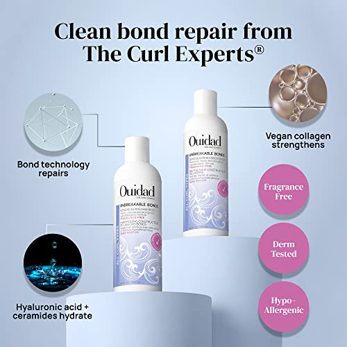 OUIDAD Unbreakable Bonds Bond Building Shampoo for Curly Hair - Fragrance Free - 8.5 oz