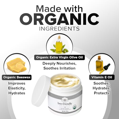 BeeFriendly Organic Penile Health Creme, USDA Certified Cream, Natural Moisturizer Aids With Dry, Chafed, Itchy, Irritated & Sensitive Male Skin 2 oz