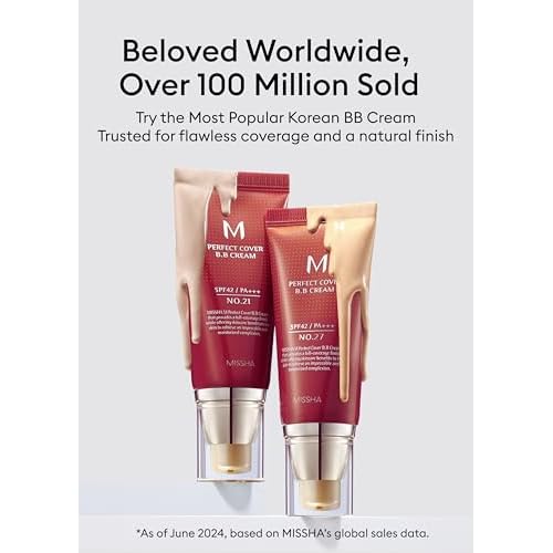 MISSHA M Perfect Cover BB Cream Dual Pack No.23 Natural Beige -Light/Medium with Cool/Neutral Undertone SPF 42 PA +++ 1.69 Fl Oz - Tinted Moisturizer for face with SPF