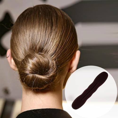 2 Pcs Hair Bun Maker for Women, Non-Slip Bun Updo Curler, Sponge Hair Bun Shaper, Hair Styling Accessories for Long Thin Straight Wavy Hair (Brown)