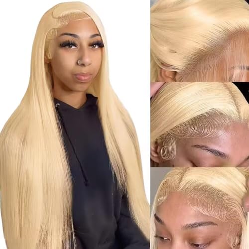 Azkiu 613 Lace Frontal Wig Human Hair 13x4 Hd Lace Blonde Straight Wigs Human Hair Pre Plucked With Baby Hair Bleached Knot Blonde wig Human Hair 150 Density 26 inch