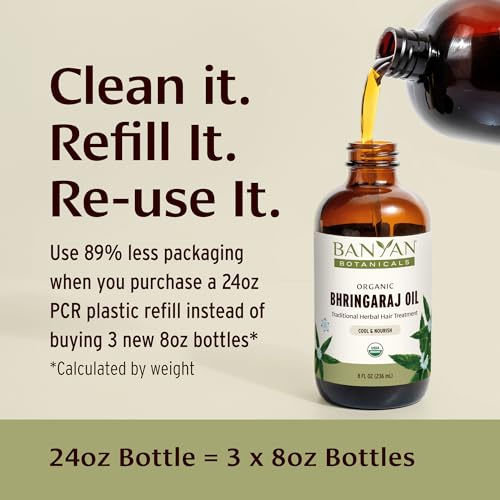 Banyan Botanicals Organic Bhringaraj Oil ? Supports Healthy Hair Growth ? Oil Made with Traditional Methods ? 8 oz. ? Non-GMO Sustainably Sourced Ayurvedic Hair Oil