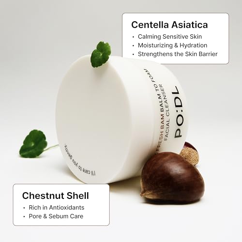 podl Vegan Balm to Foam Cleansing Cream | One Step Makeup Melting Cleansing Balm with Hydrating Foam | Gentle Formula for Sensitive Skin with No Irritation | No Residue & Non-Greasy | Korean Skincare