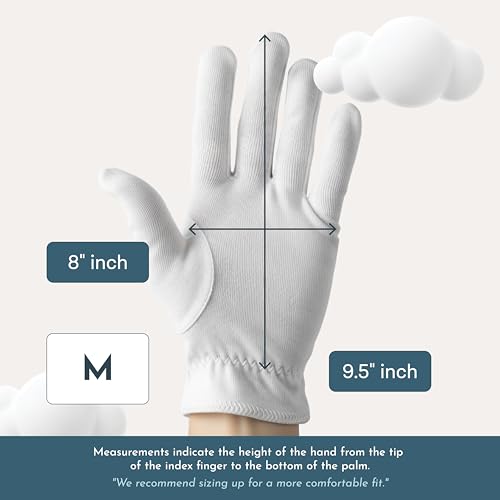 4 Pairs Cottonnerie Original Cotton Gloves for Dry Hands Sleeping, Moisturizing Gloves Overnight, Hand Moisturizer Gloves, Moisture Gloves for Dry Hands Overnight, Sleeping Gloves, Medium