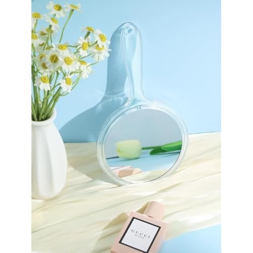 Hand Mirror, Double-Sided 1X/5X Magnifying Mirror with Handle, Acrylic, 8.3" L x 4.5" W, Clear, Pack of 1