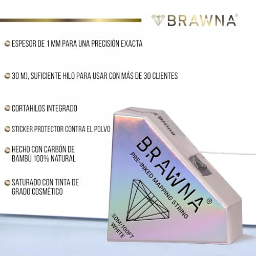 BRAWNA 30 Meters White and Pink Eyebrow and Lip Mapping String - Brow Measuring Tool - PMU Supplies - Microblading Kit - Brow Lamiantion and Henna Supplies - 4 pack