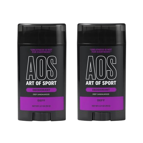 Art of Sport Men¡¯s Deodorant, Talc Free, Sandalwood Fragrance, Made with Natural Botanicals, Green Tea, Made for Athletes, Defy Scent, 2.7 Ounce (Pack of 2)