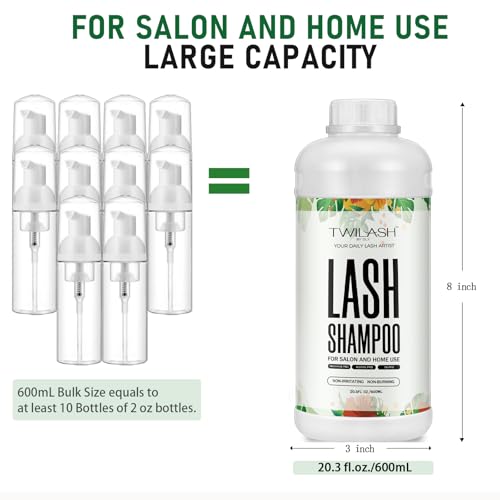 Lash Shampoo Bulk, Eyelash Cleanser for Extensions 600ml - Eyelid Foaming Cleanser for Professional Salon and Home Use