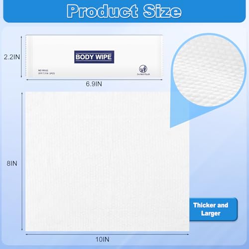 200 pcs Large Body Wipes Individually Wrapped Bulk, Disposable Skin Cleansing Wet Wipes for Men Women, Individual Wrapped, Convenient, Lightweight, Aloe Vera for Body, Hands, Face, Daily