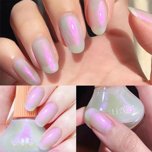 COSMOO Aurora Nail Polish, 8-Free Vegan, Shimmer Unicorn Quick Dry Nail Lacquer for Nail Art Varnish, 0.41 fl oz