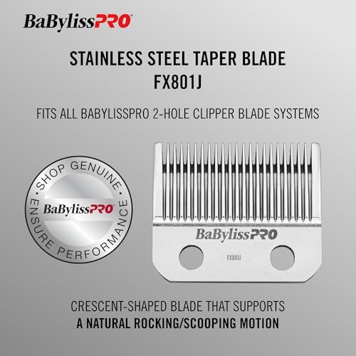 BaBylissPRO Barberology Stainless Steel Replacement Taper Blade for Hair Clippers (FX801J)